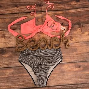 NWT 2 piece bathing suit w/criss cross capability